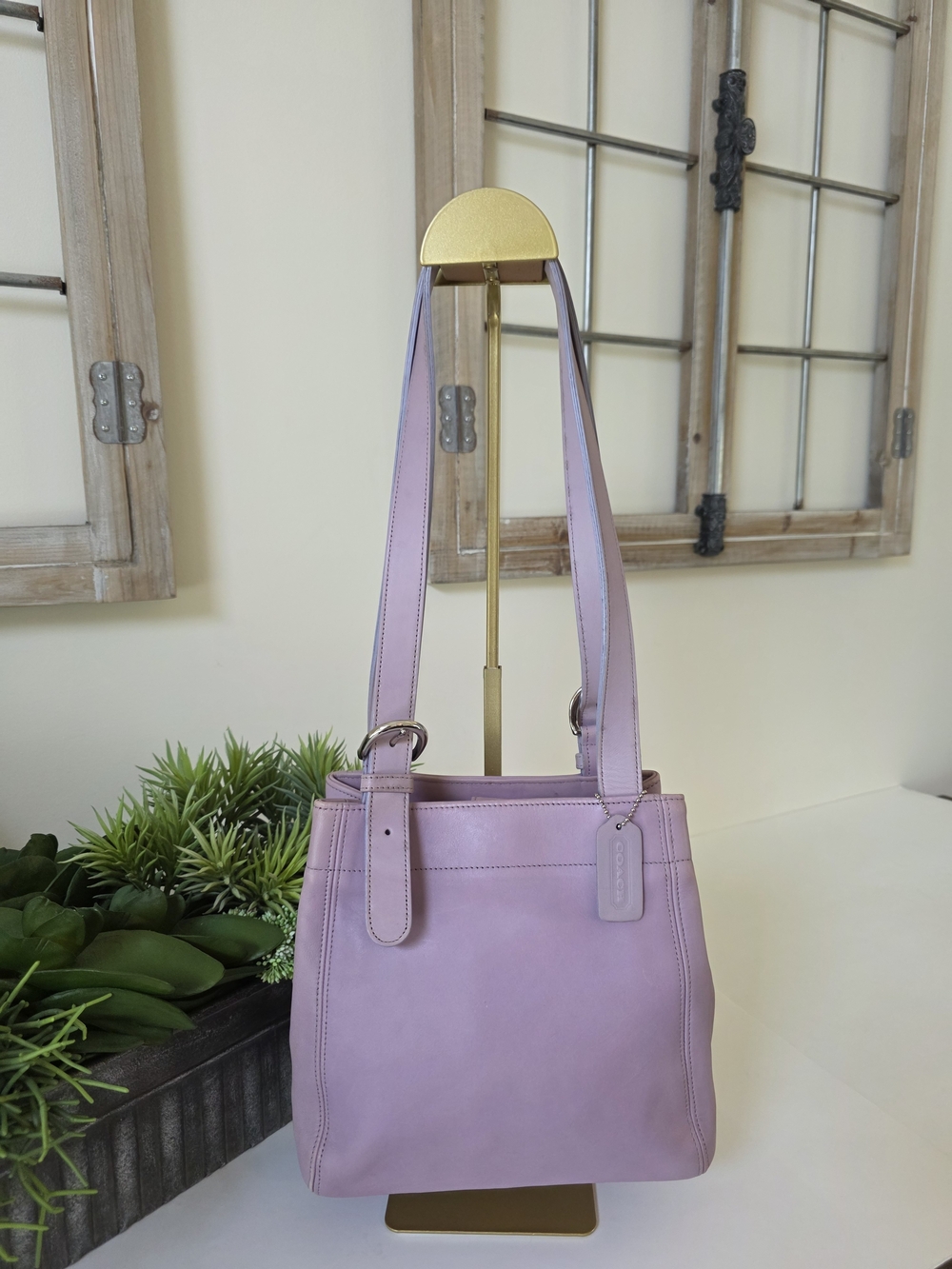 Vintage Coach Soho Buckle Shoulder Bag Lilac Lavender Glove Tanned Leather Y2k - Picture 2 of 15